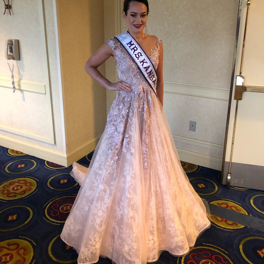 Tarik Ediz pageant gown powder pink
